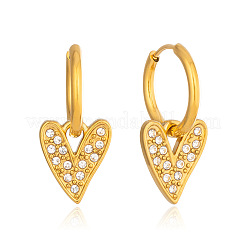 Pendientes colgantes de aro con rhinestone de acero inoxidable 304 para mujer&nbsp;BD6871