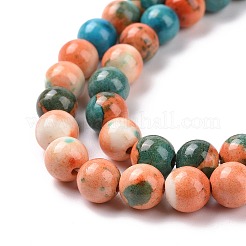 Hebillas de cuentas redondas de jade blanco océano sintético&nbsp;G-M165-6mm-04