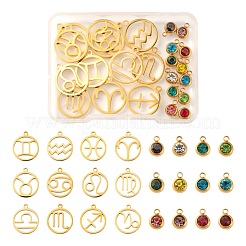 24 Stück 12 Farben 303 Edelstahl Strass Charms&nbsp;STAS-LS0001-30