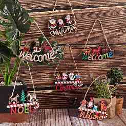 Panneau de porte en bois décoratif de noël de style 8pcs 8&nbsp;FIND-SZ0005-74