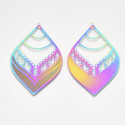 Pendentifs en filigrane d'acier inoxydable 304 plaqués par ions (IP) de grande taille&nbsp;X-STAS-S108-39