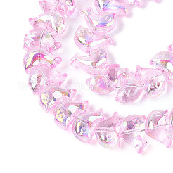 Perles de verre transparentes galvanisées avec peinture de cuisson&nbsp;EGLA-N017-06-B02