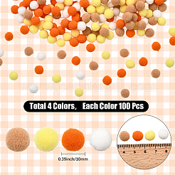 400 pieza de bolas de pompones de poliéster de 4 colores&nbsp;DIY-SC0031-37D