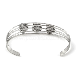 Bracelets manchettes ouverts creux en acier inoxydable 304 anti-ternissement&nbsp;BJEW-Q348-03P-07