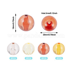 20pcs 4 couleurs perles acryliques transparentes&nbsp;MACR-TADJ0001-02B
