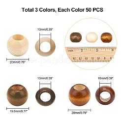 150 pièce de perles en bois de 3 couleurs&nbsp;WOOD-PH0001-49