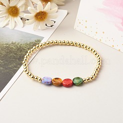 Bracciali elasticizzati con perline acriliche piatte rotonde&nbsp;BJEW-JB06677