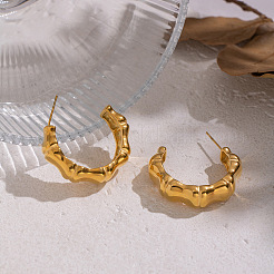 Boucles d'oreilles à clous en bambou et acier inoxydable 304&nbsp;PF1991