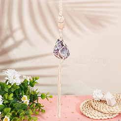Unregelmäßige hängende Dekoration aus natürlichem Amethyst&nbsp;HJEW-WH0069-03B