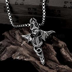 Colliers avec pendentif tête de mort en acier inoxydable chirurgical 316L style rock punk pour hommes&nbsp;NJEW-BB01295