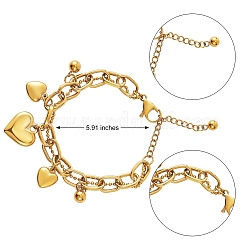 Edelstahl-Herz-Charm-Armbänder für Frauen&nbsp;BJEW-BB69676-I