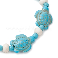 3 bracelet extensible en perles de turquoise synthétique et de coquillages d'eau douce naturels pour femmes&nbsp;BJEW-JB12017