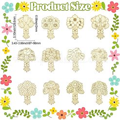 24 Stück 12 Stile unbehandelte Holz-Blumenstrauß-Ausschnitte&nbsp;WOOD-CJC0008-04-1