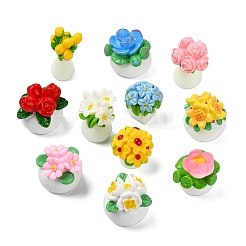 22 pièce 11 styles de décorations florales en résine&nbsp;DJEW-CJ0001-24