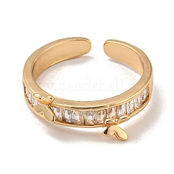 Anneaux de manchette ouverts en laiton avec zircone cubique&nbsp;RJEW-B052-04G-02