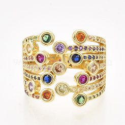 Micro ottone spianare anelli gemelli zirconi&nbsp;RJEW-S044-047