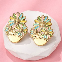 Boucles d'oreilles à tige en acier inoxydable 304 en forme de fleur&nbsp;EJEW-V016-10G-01