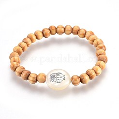 Holzperlen Kinder Stretch Armbänder&nbsp;BJEW-JB03970-M
