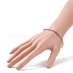 Bracciale elastico con perline a colonna di vetro da donna&nbsp;BJEW-JB08625-02
