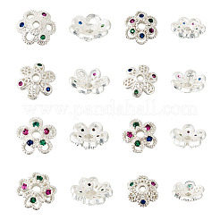 16 pièce 8 styles de capuchons de perles en laiton micro pavé de zircone cubique&nbsp;ZIRC-TA0001-23S