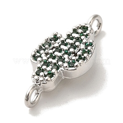 Cremagliera placcatura ottone micro pavé verde zircone cubico cactus connettori link&nbsp;KK-U027-01P