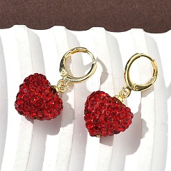 Herz-Klappohrringe aus Messing mit Strass&nbsp;EJEW-K289-10G