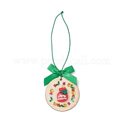 Decorazione pendente in legno con ghirlanda natalizia&nbsp;HJEW-JM04282