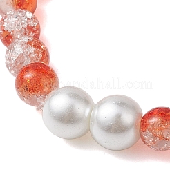Braccialetti elasticizzati con perline di vetro craquelé trasparente bicolore da 8 mm&nbsp;BJEW-JB10538