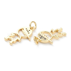Pendentifs en laiton zircon cubique micro pavé bleu&nbsp;ZIRC-J041-16A