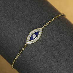 Bracelet en argent sterling émaillé bleu œil de cheval&nbsp;VX0917