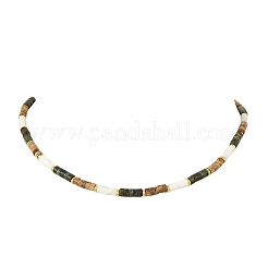 Colliers de perles de turquoise africaine naturelle (jaspe) et de jaspe paysage naturel&nbsp;NJEW-JN06629