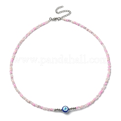 Set di 3 collane di perline e malocchio in smalto in lega di 3 colori&nbsp;NJEW-JN04355