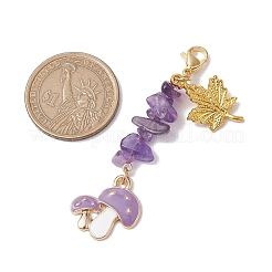 Pendentif en forme de feuille d'érable fait à la main en forme de champignon d'automne et en alliage&nbsp;HJEW-JM02608