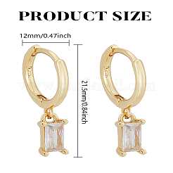 1 paire de boucles d'oreilles créoles en laiton avec micro pavé de zircones cubiques&nbsp;EJEW-LP0004-74B