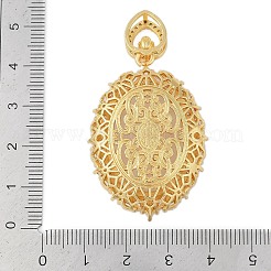 Ovale Messing Micro Pave Zirkonia Anhänger Cabochon Fassungen&nbsp;KK-U026-14G