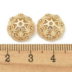 Cappucci con micro pavimentazioni in ottone placcato a cremagliera con perline di zirconi trasparenti&nbsp;KK-K386-14G-01