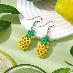 Orecchini pendenti con perline di semi di vetro e ananas per donna&nbsp;EJEW-MZ00266