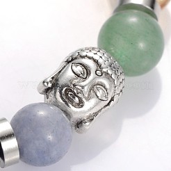 Buda pulseras del estiramiento de la piedra preciosa de abalorios cabeza&nbsp;BJEW-JB01862-02