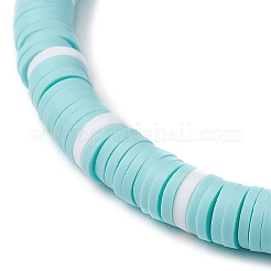 Pulseras elásticas de cuentas heishi de arcilla polimérica redondas y planas hechas a mano&nbsp;BJEW-JB11715-02