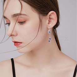 Orecchini pendenti in argento sterling rodiato anti-ossidazione con nappa a forma di pavone e catena&nbsp;JE1047A