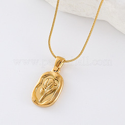 Collar con colgante de flor de tulipán de acero inoxidable vintage francés para mujer&nbsp;GP7567