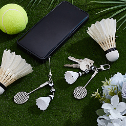2 Stück Anhängerdekoration in Form eines Badmintonschlägers aus Legierung&nbsp;AJEW-BM0001-19