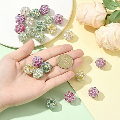 12 pièce de perles rondes incrustées d'acrylique scintillant de 6 couleurs&nbsp;CLAY-YW0002-65