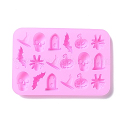 Stampi in silicone alimentare per decorazione di torte a tema Halloween con lapide/teschio/pipistrello&nbsp;DIY-E067-04