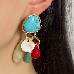 Boucles d'oreilles pendantes en alliage de plastique triangulaire&nbsp;EJEW-Q035-01G