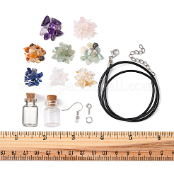 Kit de fabrication de collier de boucle d'oreille de bouteille de vœu de pierres précieuses mélangées naturelles bricolage&nbsp;DIY-FS0003-13