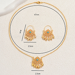 Bohemian synthetische türkis Quaste Ohrringe & Halsketten Set für Frauen&nbsp;CM6936
