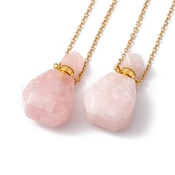 Colliers pendentif bouteille de parfum en pierre mélangée naturelle et synthétique à facettes ouvertes pour femmes&nbsp;NJEW-F296-04G