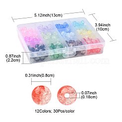 360pcs 12 Farben transparente Knistern Acrylperlen&nbsp;CACR-YW0001-02