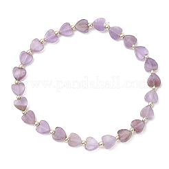 Stretch-Armbänder mit herzförmigen Naturstein- und Edelstahlperlen für Damen&nbsp;BJEW-JB13347